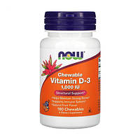 NOW Foods жевательный витамин D3 натуральный фруктовый вкус 1000 МЕ 180 жевательных таблеток