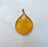 Кулон 100% натуральний бурштин вага 6,1 г вирізаний дракон підвіс срібло 925, фото 4