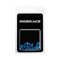 Болты для крепления тормозного диска RIDERACE (синие) для велосипеда - 12 шт. Т25/М5х9 мм
