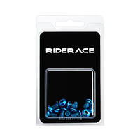 Болти для кріплення гальмівного диска RIDERACE (сині) для велосипеда — 12 шт. Т25/М5х9 мм