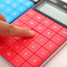 Калькулятор бухгалтерський Deli 1589 рожевий, 12 розряд, безшовні кнопки, 165*103*12,5, фото 3