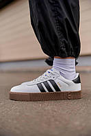 Женские стильные кеды кожаные белые Adidas Samba White Brown, адидас 41