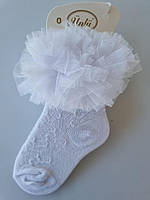 Носки с кружевами для девочек 1 год Белые нарядные носки с кружевами для девочек