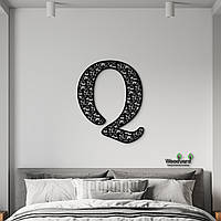 Панно Буква Q 15x13 см - Картины и лофт декор из дерева на стену.