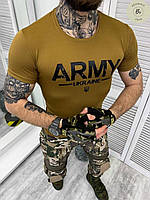 Тактическая пароотводящая футболка с коротким рукавом Army Ukraine койот. Патриотическая футболка (арт. 15470)