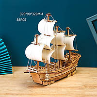 3D деревянный конструктор модель Корабль с парусами Silk Ship (ZVR)