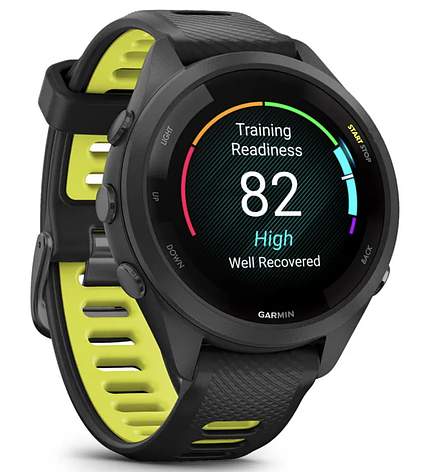 Смарт-годинник Garmin Forerunner 265S Black Bezel and Case with Black/Amp Yellow Silicone Band, фото 1