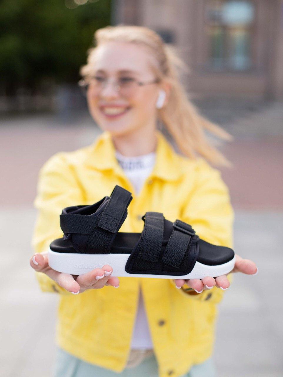 Сандалі жіночі чорні Adidas Sandals Black White (04272)