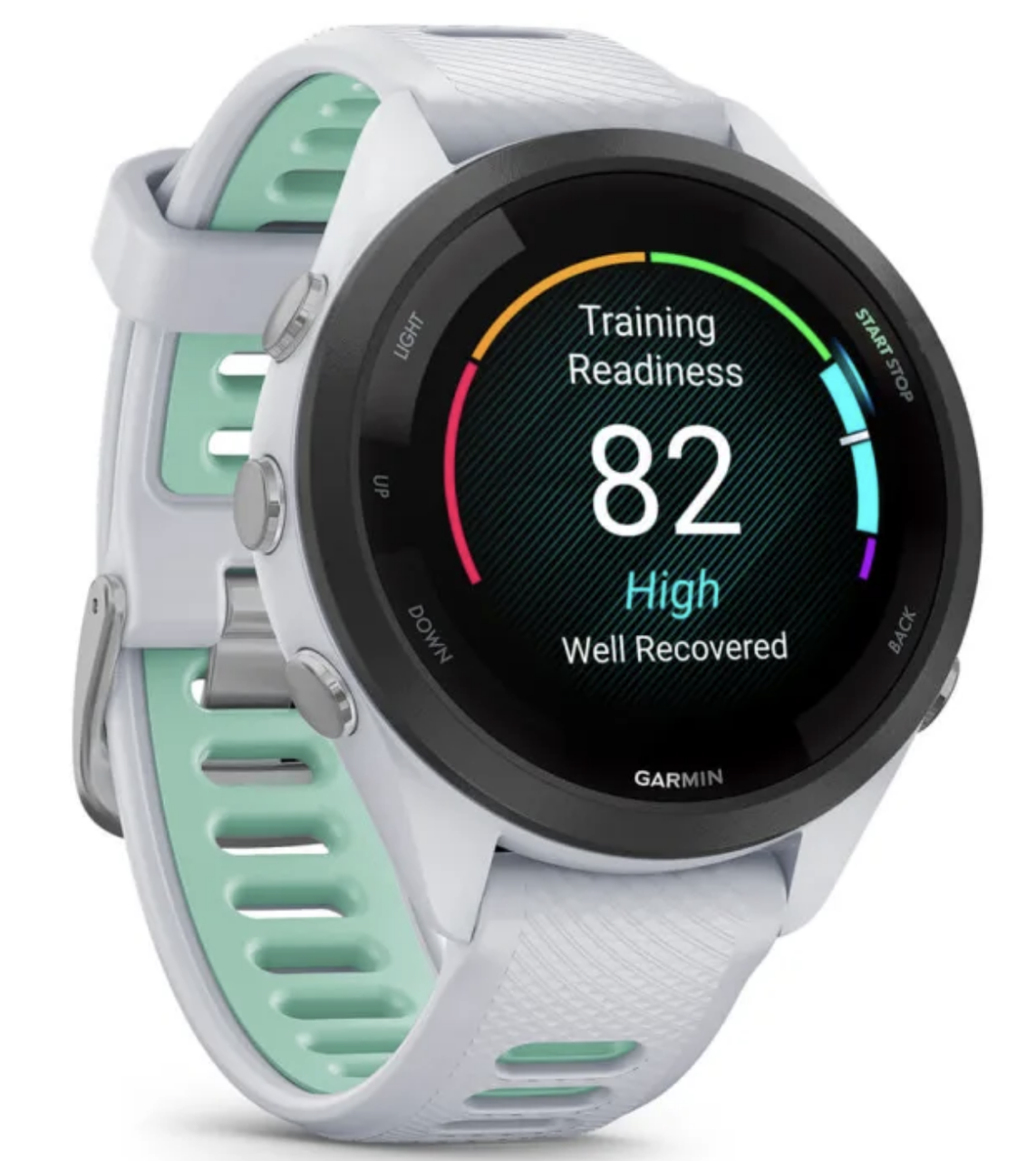 Смарт-годинник Garmin Forerunner 265S Black Bezel with Whitestone Case and Whitestone/Neo Tropic Silicone Band
