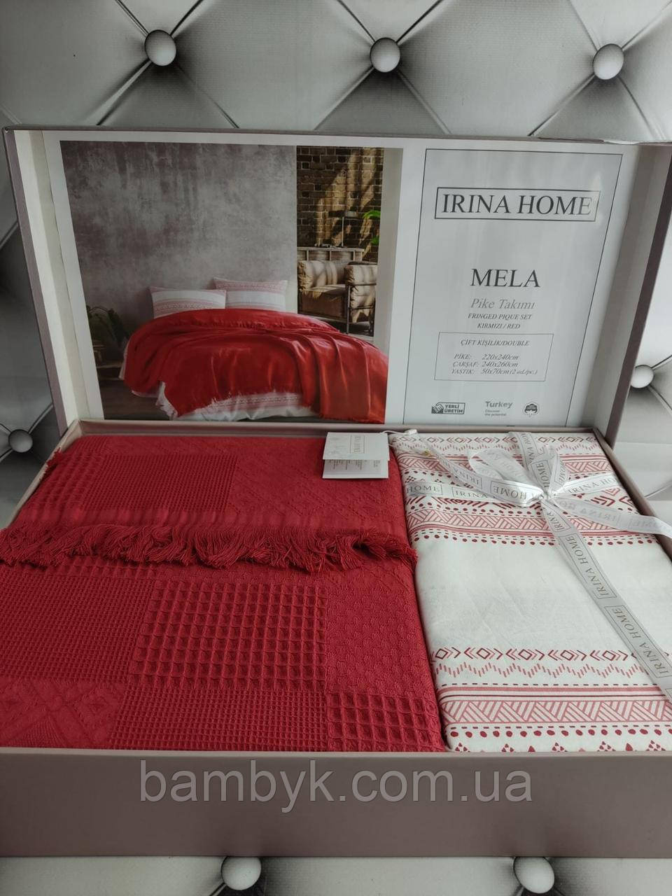 Літній набір постільної білизни з вафельним покривалом-піке бавовна Irina Home "Mela" Туреччина