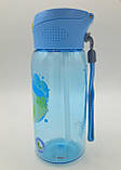 Пляшка для води CASNO 400 мл KXN-1195 Блакитна (Діно) з соломинкою, фото 4