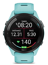 Смарт-годинник Garmin Forerunner 265 Black Bezel with Aqua Case and Aqua/Black Silicone Band, фото 2