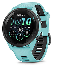 Смарт-годинник Garmin Forerunner 265 Black Bezel with Aqua Case and Aqua/Black Silicone Band, фото 3