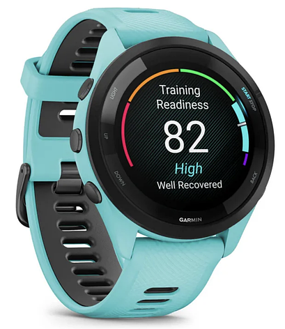 Смарт-годинник Garmin Forerunner 265 Black Bezel with Aqua Case and Aqua/Black Silicone Band, фото 1