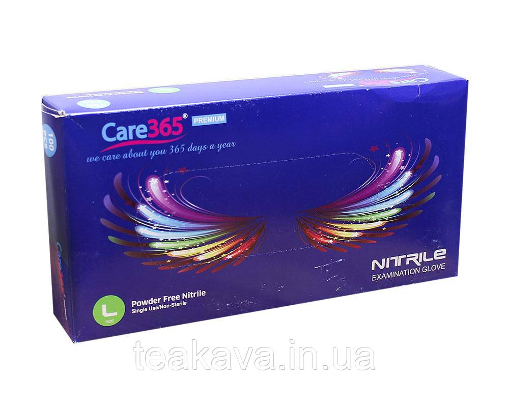 Рукавички нітрилові сині Care 365, розмір L, 100 шт., фото 1
