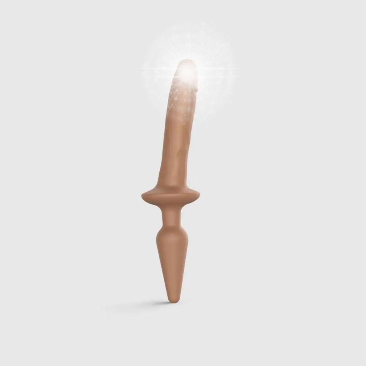 Анальна пробка з дилдо 2в1 Strap-On-Me SWITCH PLUG-IN REALISTIC DILDO Caramel S, діаметр 3,3/2,9 см Bomba💣, фото 1