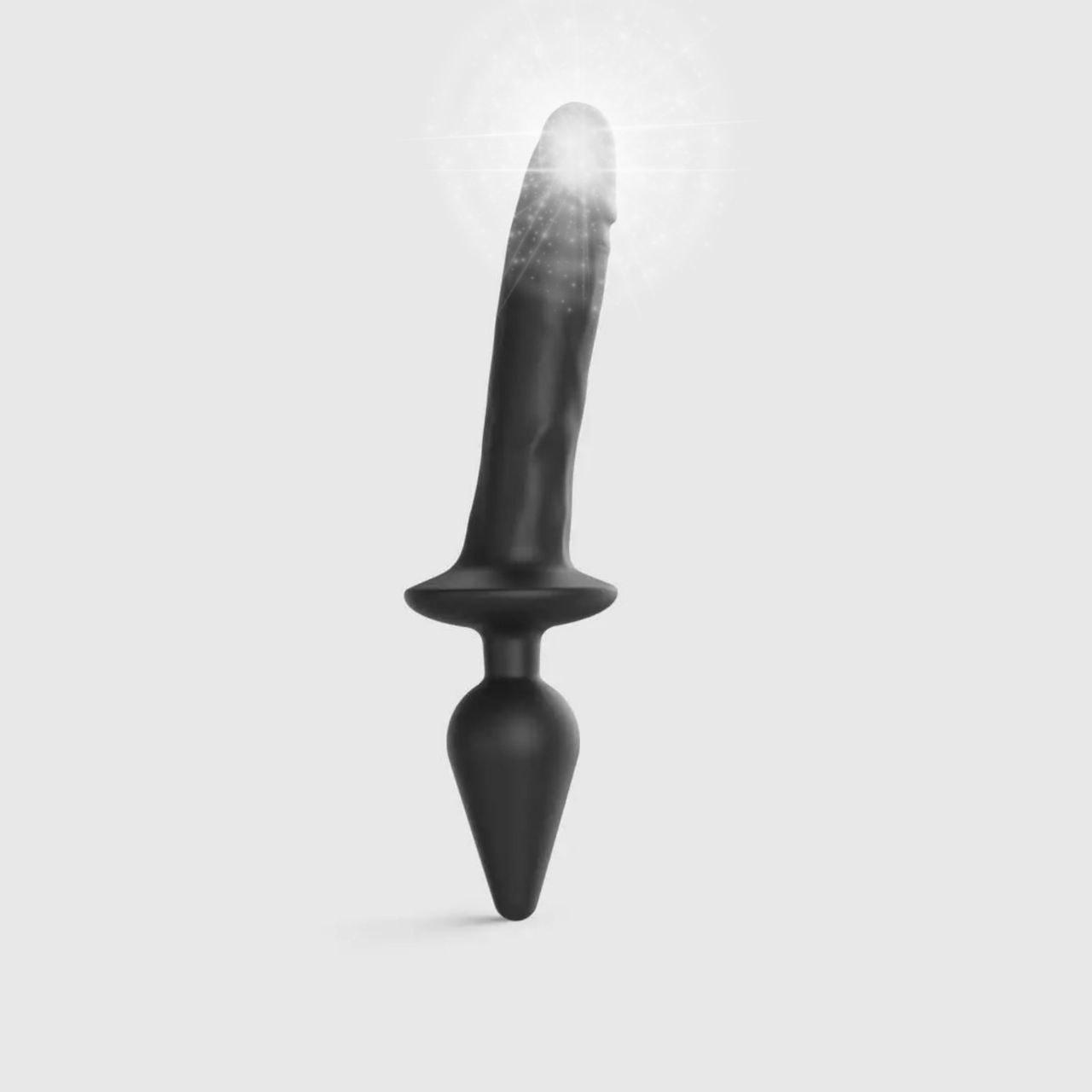 Анальна пробка з дилдо 2в1 Strap-On-Me SWITCH PLUG-IN REALISTIC DILDO Black XXL, діаметр 5,2/3,9 см Bomba💣, фото 1