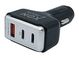 Автомобільний зарядний пристрій XON MaxCharge Type-C 82.5W (2 x Type-C PD30 + Type-A 15V/1.5A) Black (CM1A2C82WB 3500)