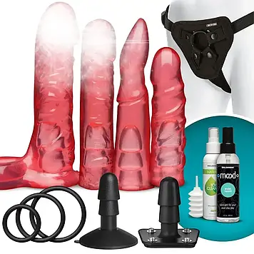 Набір для страпона Doc Johnson Vac-U-Lock Crystal Jellies Set, діаметр 3,8см, 2×4,5см, 5,1 см Bomba💣