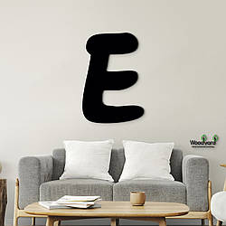Панно Буква E 15x10 см - Картини та лофт декор з дерева на стіну.