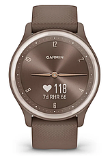 Смарт-годинник Garmin Vivomove Sport Cocoa Case and Silicone Band with Peach Gold Accents, фото 3