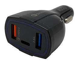 Автомобільний зарядний пристрій XON UniLink Type-C 15W (PD15) + QC3.0 + 5V/3.1A Black (CU2A1C30QB 3425)