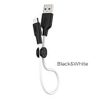 Дата кабель Hoco X21 Plus Silicone MicroUSB Cable (0.25m) (Чорний / Білий) 33968