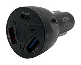 Автомобільний зарядний пристрій XON UniLink Type-C 20W (PD20) + QC3.0 + 5V/3.1A Black (5060948063449)