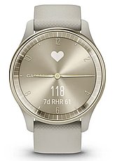Смарт-годинник Garmin Vivomove Trend Cream Gold Stainless Steel Bezel with French Grey Case and Silicone Band, фото 2