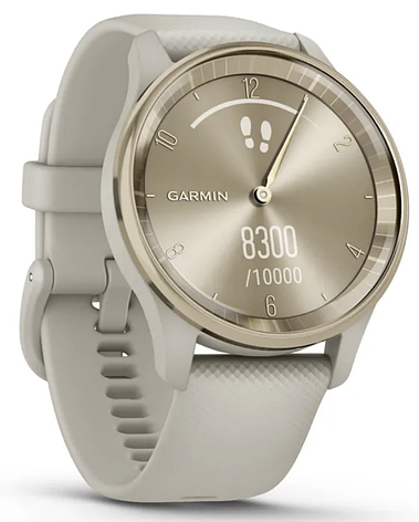 Смарт-годинник Garmin Vivomove Trend Cream Gold Stainless Steel Bezel with French Grey Case and Silicone Band, фото 1