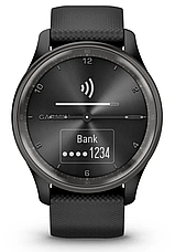 Смарт-годинник Garmin Vivomove Trend Slate stainless steel bezel with black case and silicone band, фото 3