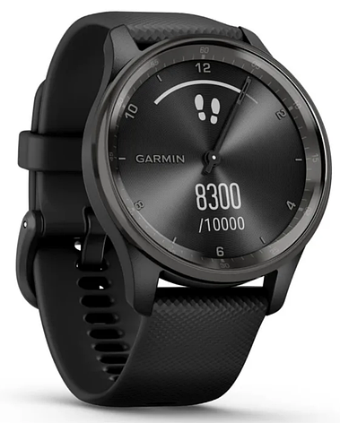Смарт-годинник Garmin Vivomove Trend Slate stainless steel bezel with black case and silicone band, фото 1