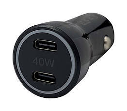 Автомобільний зарядний пристрій XON UniLink Type-C 40W (2 x PD20) Black (5060948063463)