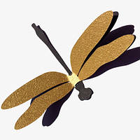 Декоративные золотые стрекозы (3Д-бабочки) декор стен мотыльки матовая картон Набор 8 шт.