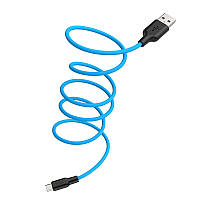 Кабель Hoco X21 Plus Silicone Micro USB (1m) (black/blue) 23772