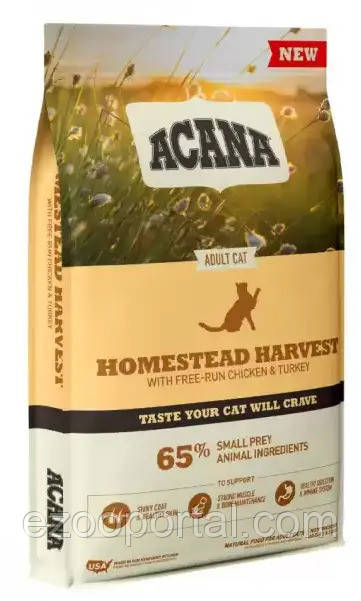 Acana Homestead Harvest Cat корм для кішок (курча, індичка та качка) 4,5 кг, фото 1