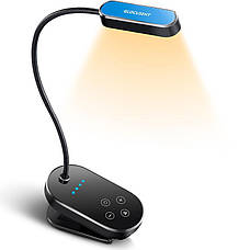 Лампа для читання книг на прищіпці аккумуляторна Glocusent Mini clip-on book light Чорний X002SN8HIZ, фото 3
