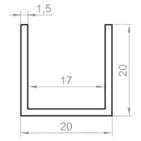 Швеллер алюминиевый 20x20x1,5 анодированный