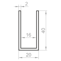 Швеллер алюминиевый 20x40x2 без покрытия