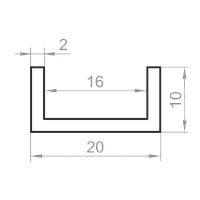 Швеллер алюминиевый 20x10x2 без покрытия