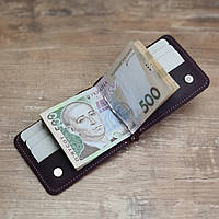 Кожаный кошелек с прижимом для купюр GS 12,5 * 8,5 см бордовый