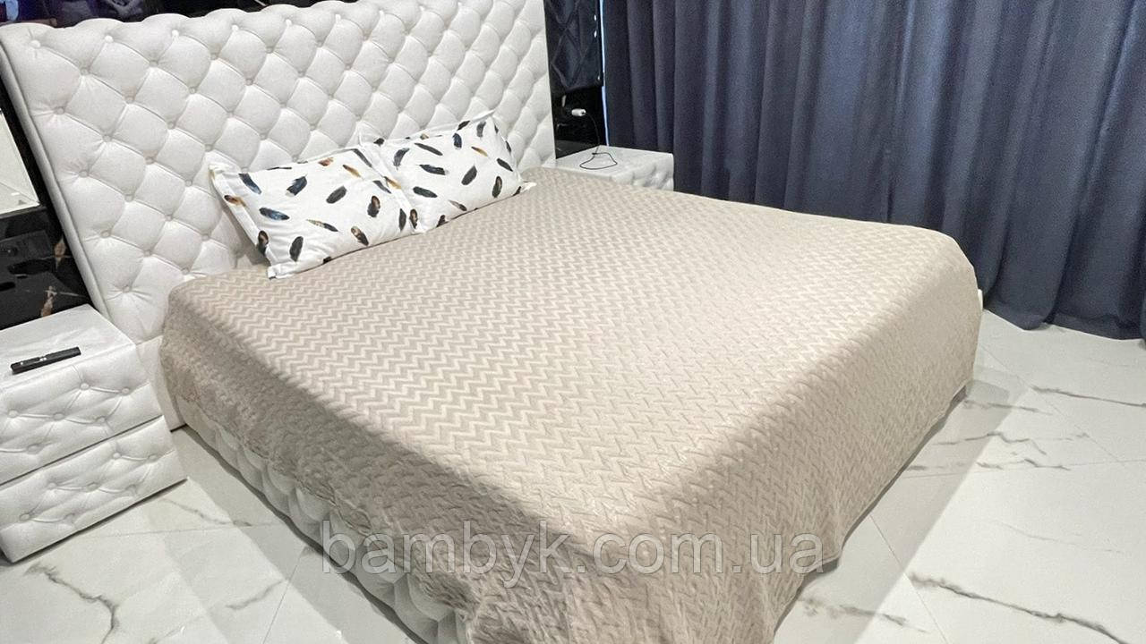 Покривало легке бамбукове 220×260 літнє піке Mylinn Home Пудра