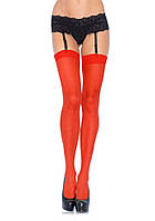 Сексуальные чулки под подвязки Leg Avenue Sheer Stockings Red, plus size