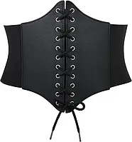 Эластичный Женский Широкий Корсетный пояс на Шнуровке с завязками для платья или костюма, черный
