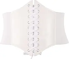 Еластичний Жіночий Широкий Корсетний пояс на Шнурівці із зав'язками для сукні або костюма, Білий
