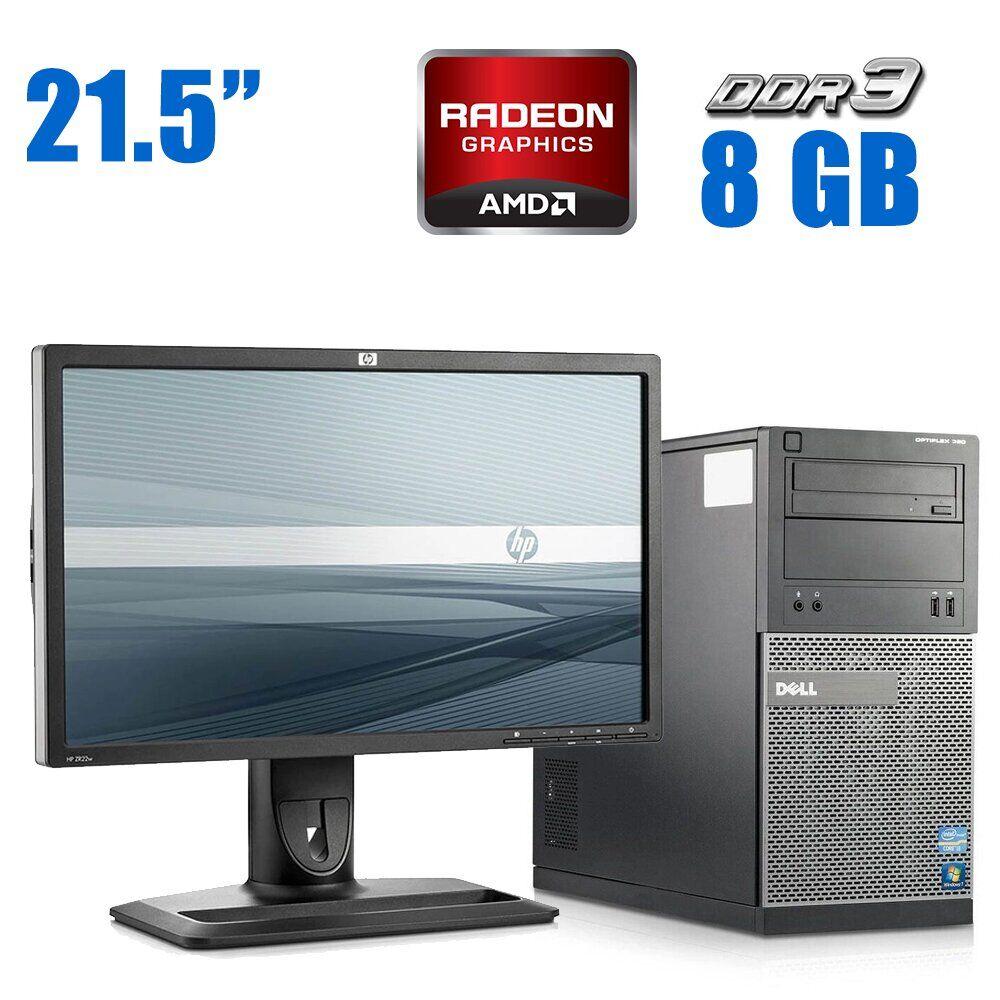 ПК+Монітор Dell OptiPlex 390 MT/ Pentium G620/ 8GB RAM/ 240GB SSD/ Radeon HD 7470 1GB+HP ZR22w 21.5" 1920x1080