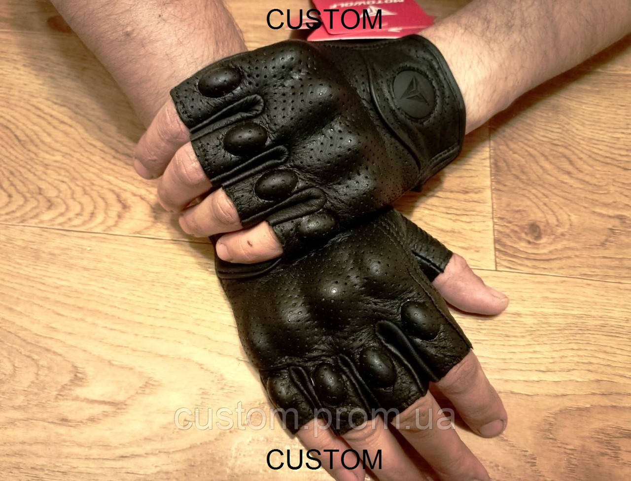 Перчатки без пальцев ХL черные кожа мото перчатки - фото 1 - id-p1861339912