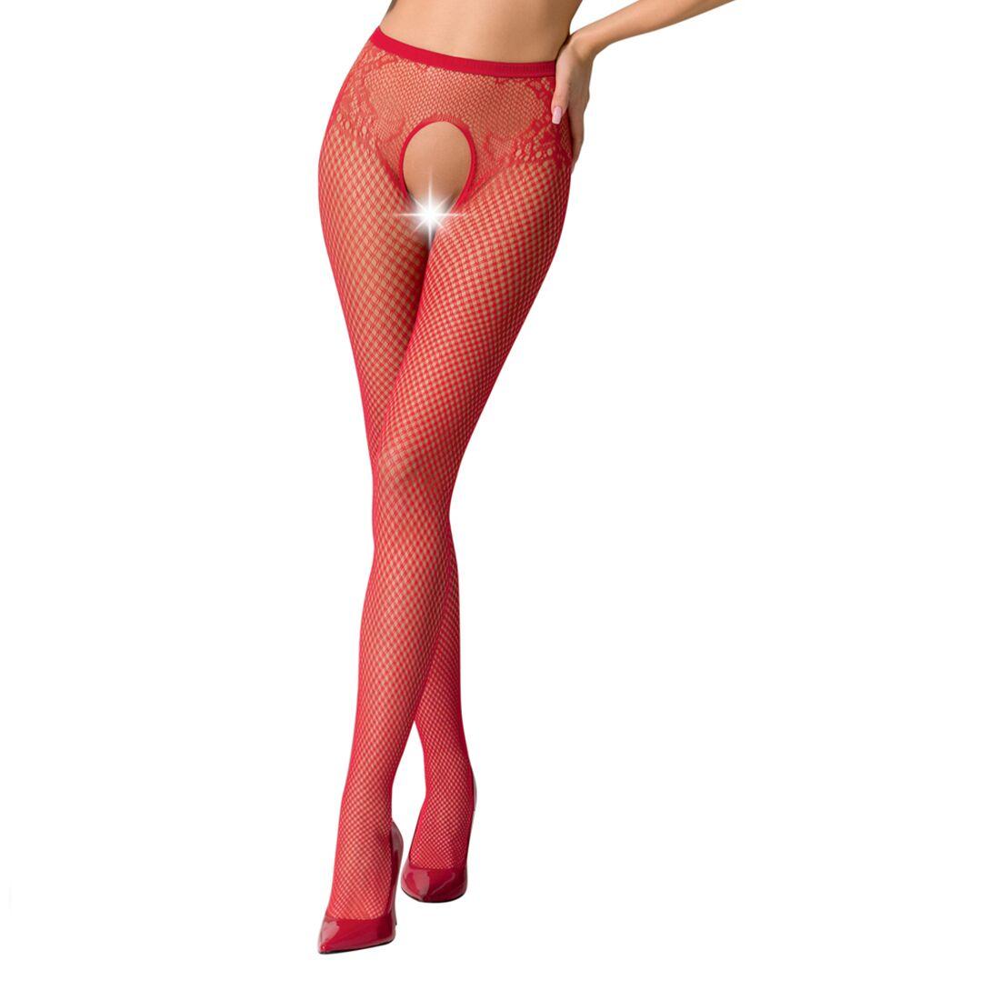 Еротичні колготки з сексуальним вирізом на солодких місцях S019 red червоні Passion пристрасть Talla, фото 1