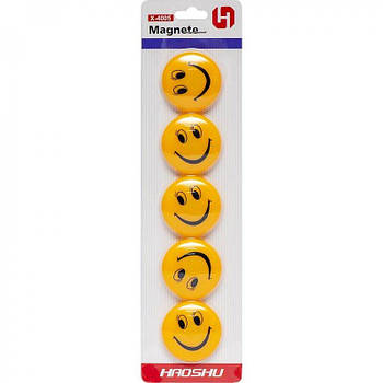 Магніт для дошки "Смайлик" 5 штук, D4см X-4005(50365) G-Rich