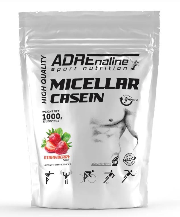 Казеїновий протеїн ADRENALINE MICELAR CASEIN 1000 грам Смак : полуниця